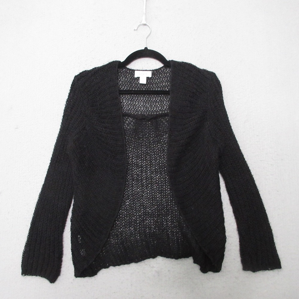 VTG Ann Taylor LOFT Cardigan Black Alpaca Blend 90s Minimal Sheer Y2K Hong Kong